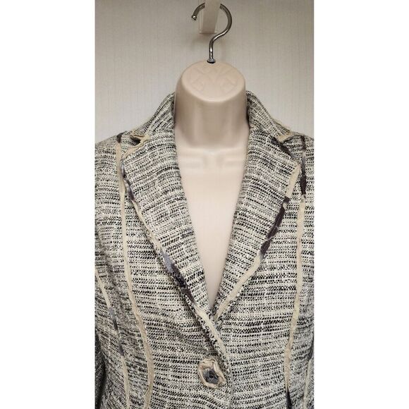 The Limited Single Breasted Tweed Suit Jacket Size 2 Color Black/Cream - Picture 8 of 11